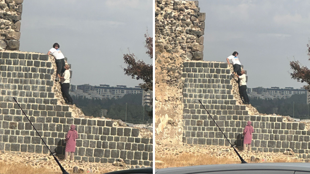 Diyarbakır’ın tarihi surlarında tehlikeli anlar