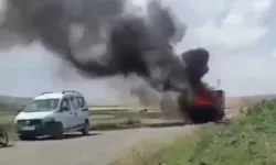 Diyarbakır'da hayvanları taşıyan bir kamyonet alev aldı