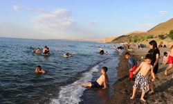 Sıcaklıklar artınca Van Gölü'ne akın başladı