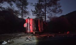 Yangın dönüşü arazöz devrildi