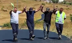 Asfalt ekibinin halaylı sevinci sosyal medyada gündem oldu