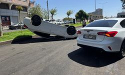 Diyarbakır’da 14 yaşındaki sürücünün kullandığı otomobil takla attı