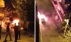 Diyarbakır’da otomobil cayır cayır yandı, vatandaşlar film izler gibi izledi