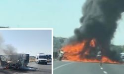 Diyarbakır’da seyir halindeki kamyonet alev topuna döndü