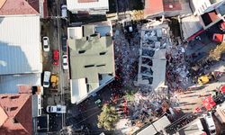 Gebze'de çöken bina havadan görüntülendi