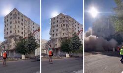 Diyarbakır'da ağır hasarlı bina tek dokunuşta yerle bir oldu