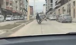 Tüp yüklü motosikletle cambazlık