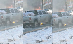 Diyarbakır’da park halindeki Pick-up alev aldı!