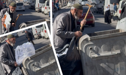 Diyarbakır’da geçim derdi yaşlıyı sokağa indirdi:  Bastonuyla çöp karıştırdı