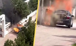 Diyarbakır'da seyir halindeki araç alev aldı
