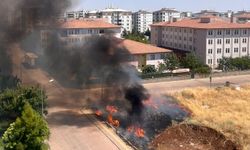 Diyarbakır Bağcılar’da okul önünde anız yangını
