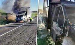 Diyarbakır’da seyir halindeki kamyonet alev alev yandı