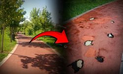 Diyarbakır Park 75'te yenilenen yürüyüş yolu ilk yağmurdan sonra bu hale geldi