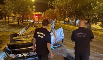 Diyarbakır’da araç takla attı sürücüsü ağır yaralandı