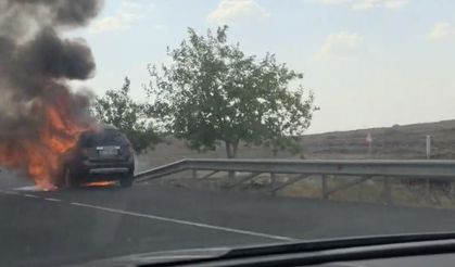Diyarbakır-Siverek yolunda otomobil yangını