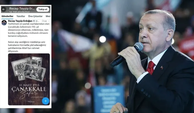 Cumhurbaşkanı Erdoğan'dan dikkat çeken Çanakkale Zaferi paylaşımı!