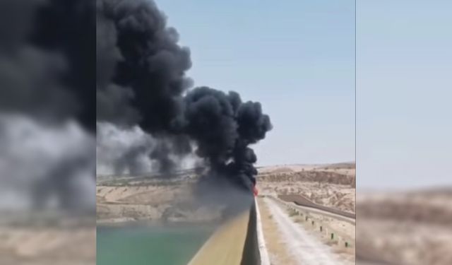 Şanlıurfa'da barajda çıkan yangın paniğe neden oldu