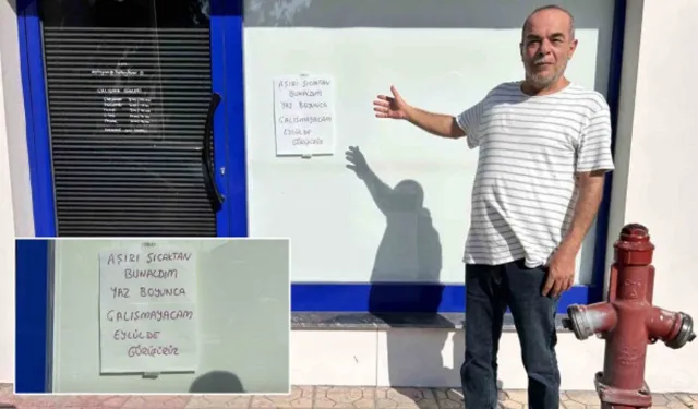 Sıcakların 45 dereceyi bulmasına dayanamayınca, iş yerine not asıp tatile çıktı