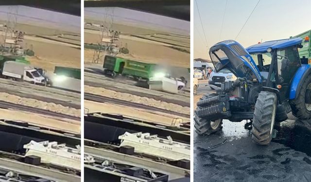Batman'da kamyonet ile traktörün çarpıştığı kaza kamerada