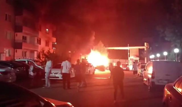 Diyarbakır'da park halindeki araç alev topuna döndü