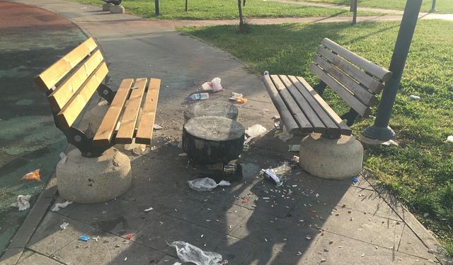 Diyarbakır’da parklarda banklar ateşe verildi, çöpler saçıldı