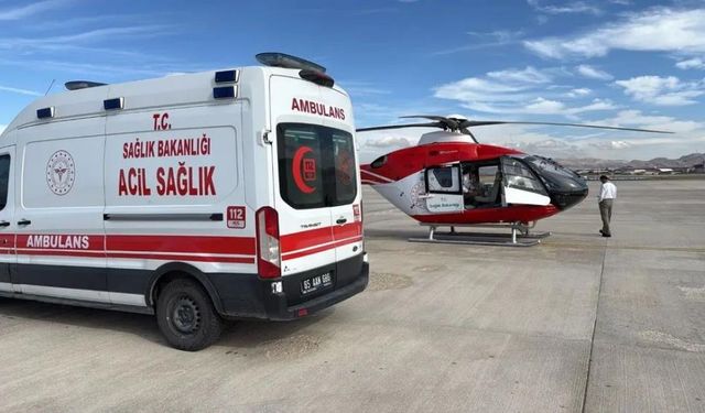 Yüksekten düşen genç, helikopterle kurtarıldı