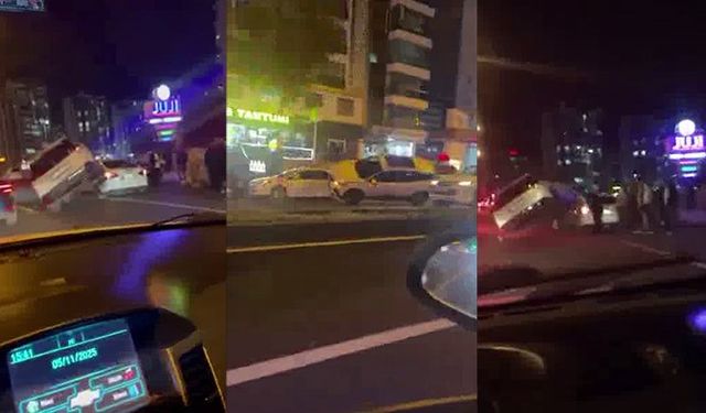 Diyarbakır’da şaşırtan kaza: Araç, başka bir aracın üzerine çıktı
