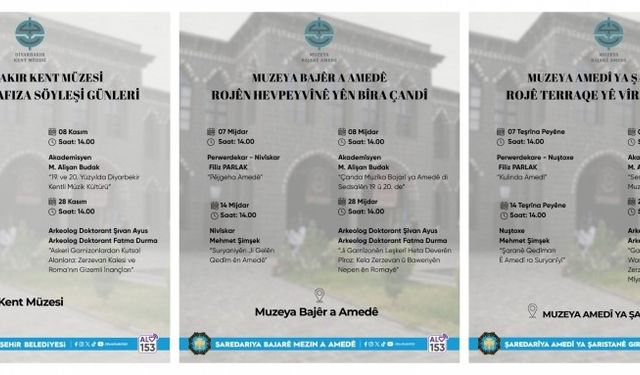 Diyarbakır Kent Müzesi’nde kasım boyunca “Kültürel Hafıza Söyleşileri”