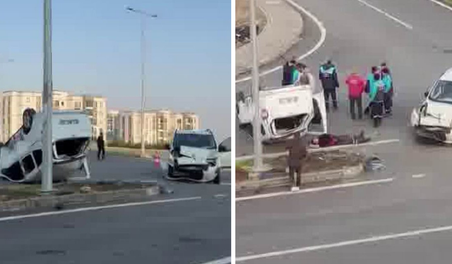 Diyarbakır'da çarpışan araçlardan biri takla attı: Yaralılar var