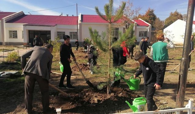 Okul bahçeleri fidanlarla yeşillendi