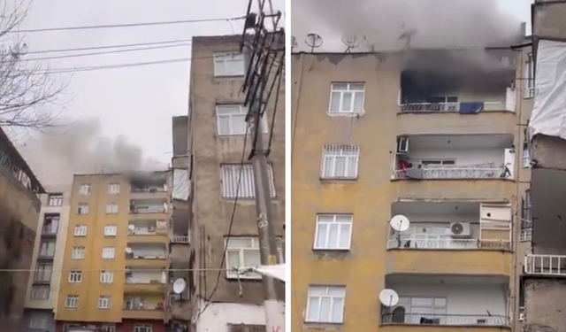 Diyarbakır’da 7 katlı apartmanda yangın paniği