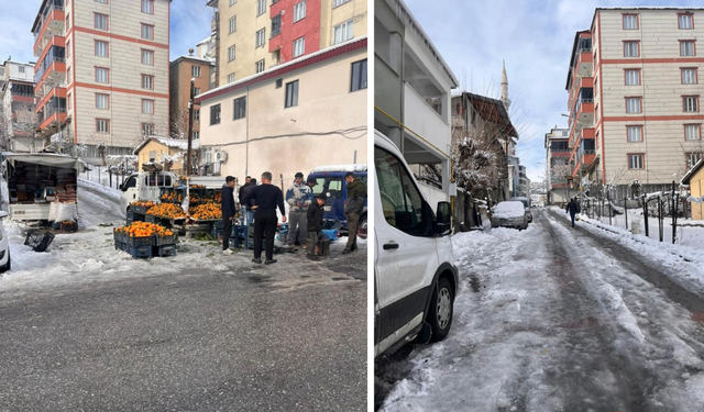 Kar ve soğuk Diyarbakır Kulp’ta pazarı durdurdu
