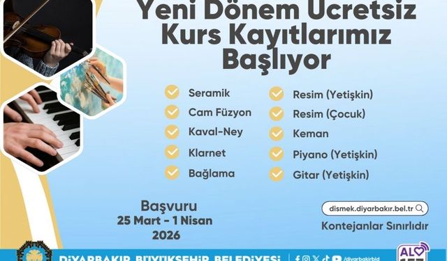 Diyarbakır’da ücretsiz sanat kursları başlıyor