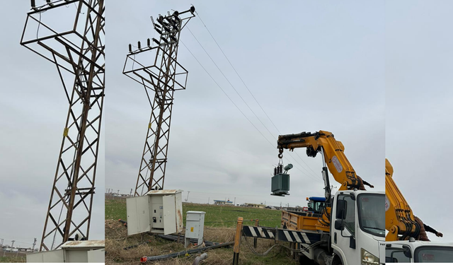 Şanlıurfa’da karlı arazide kaçak trafoya baskın