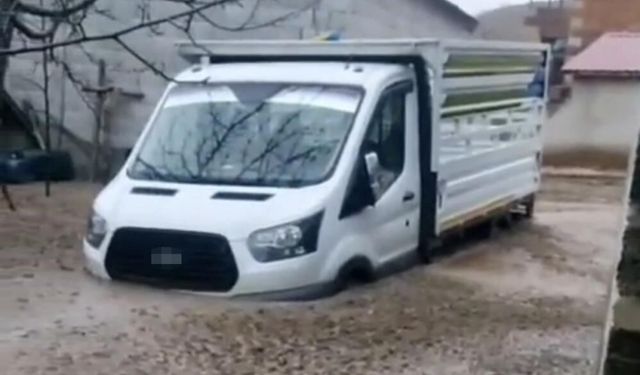 Sel felaketinde araçlar ve hayvanlar mahsur kaldı
