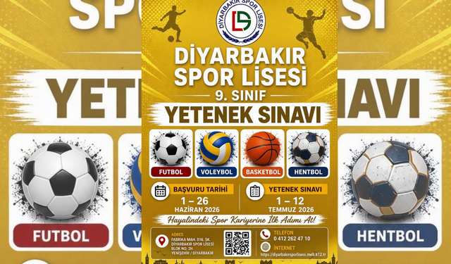 Diyarbakır Spor Lisesi’nde Özel Yetenek Sınavı başvuruları başladı