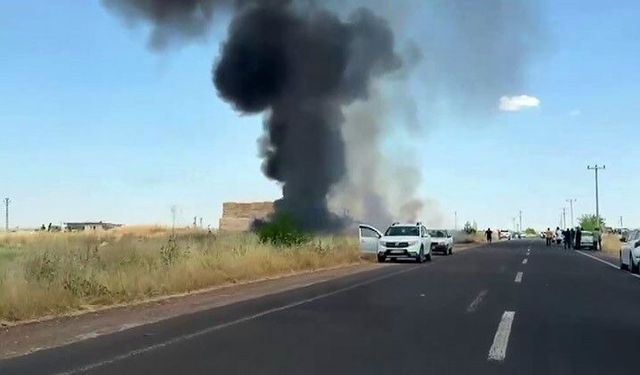 Şanlıurfa'da balya yüklü tırda korkutan yangın