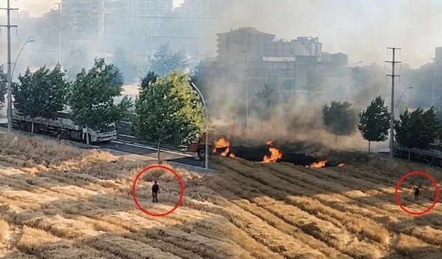 Diyarbakır’da anız yangınında tartışma yaratan görüntü: Müdahale sırasında ateş yaktığı iddiası!