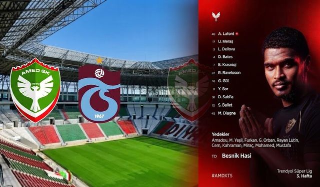 Amedspor-Trabzonspor maçında ilk 11’ler belli oldu!