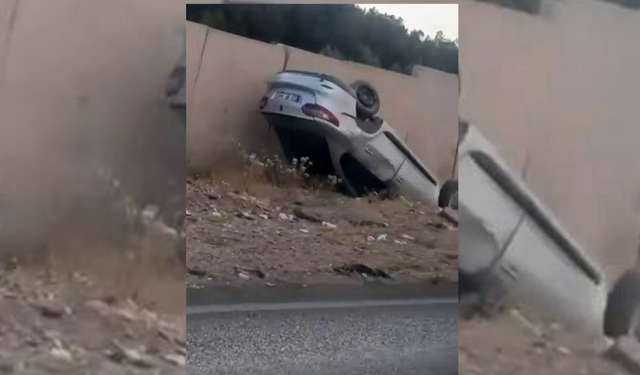Diyarbakır’da kontrolden çıkan otomobil takla attı