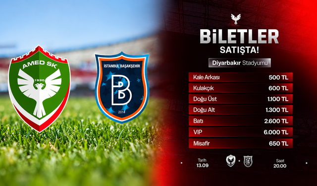 Diyarbakır’da Amedspor-Başakşehir heyecanı: Bilet fiyatları açıklandı