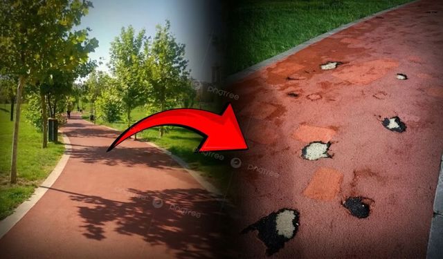 Diyarbakır Park 75'te yenilenen yürüyüş yolu ilk yağmurdan sonra bu hale geldi