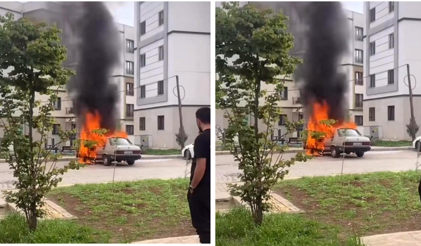 Diyarbakır’da bir otomobil alev topuna döndü