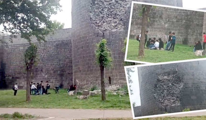 Diyarbakır surlarından dökülen taşlar tehlike saçıyor