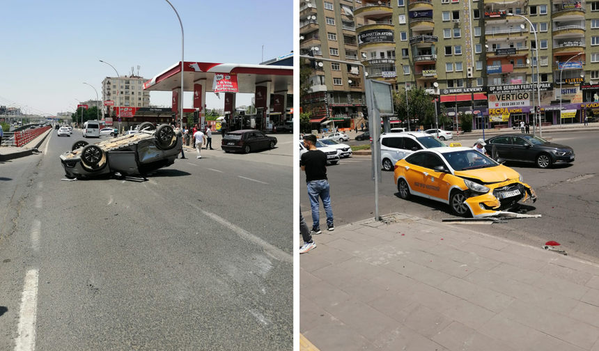Diyarbakır'da korkutan kaza: Araç takla attı, 3 kişi yaralandı