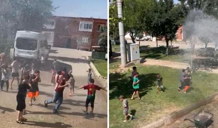Diyarbakır'da çocuklar tazyikli suyla serinledi