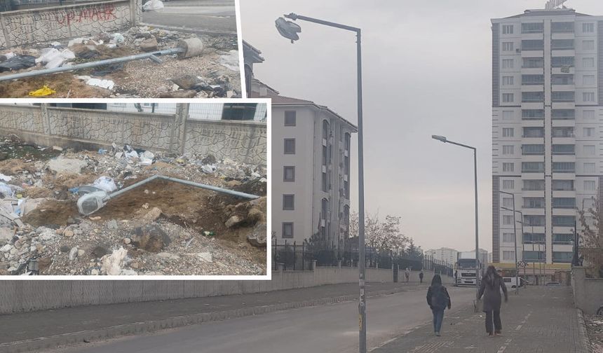 Diyarbakır Uçkuyular 808 Karanlığa mahkûm!  Aydınlatma direkleri aylardır yerde çürüyor