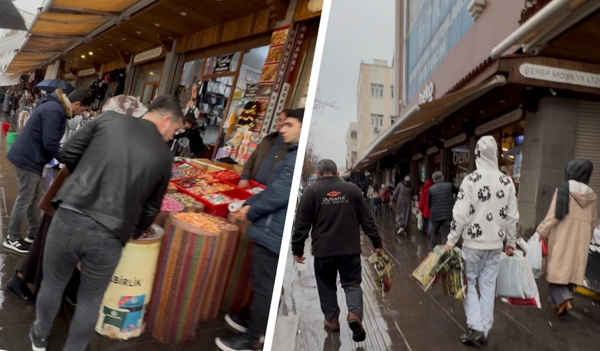 Diyarbakır’da yağmur bayram alışverişini vurdu! Çarşısında sessizlik