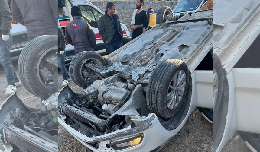 Diyarbakır’da kontrolden çıkan otomobil takla attı