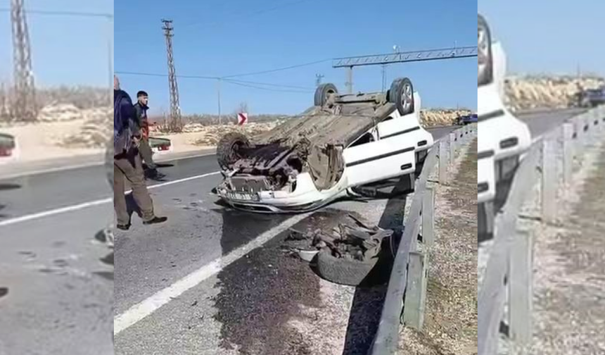 Diyarbakır’da takla atan araç korkuttu, sürücü burnu bile kanamadan kurtuldu